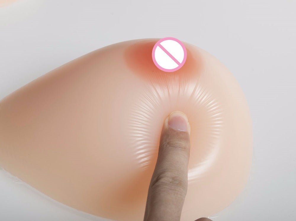 Teardrop Shaped Silicone Breast Forms with Black Pocket Bra