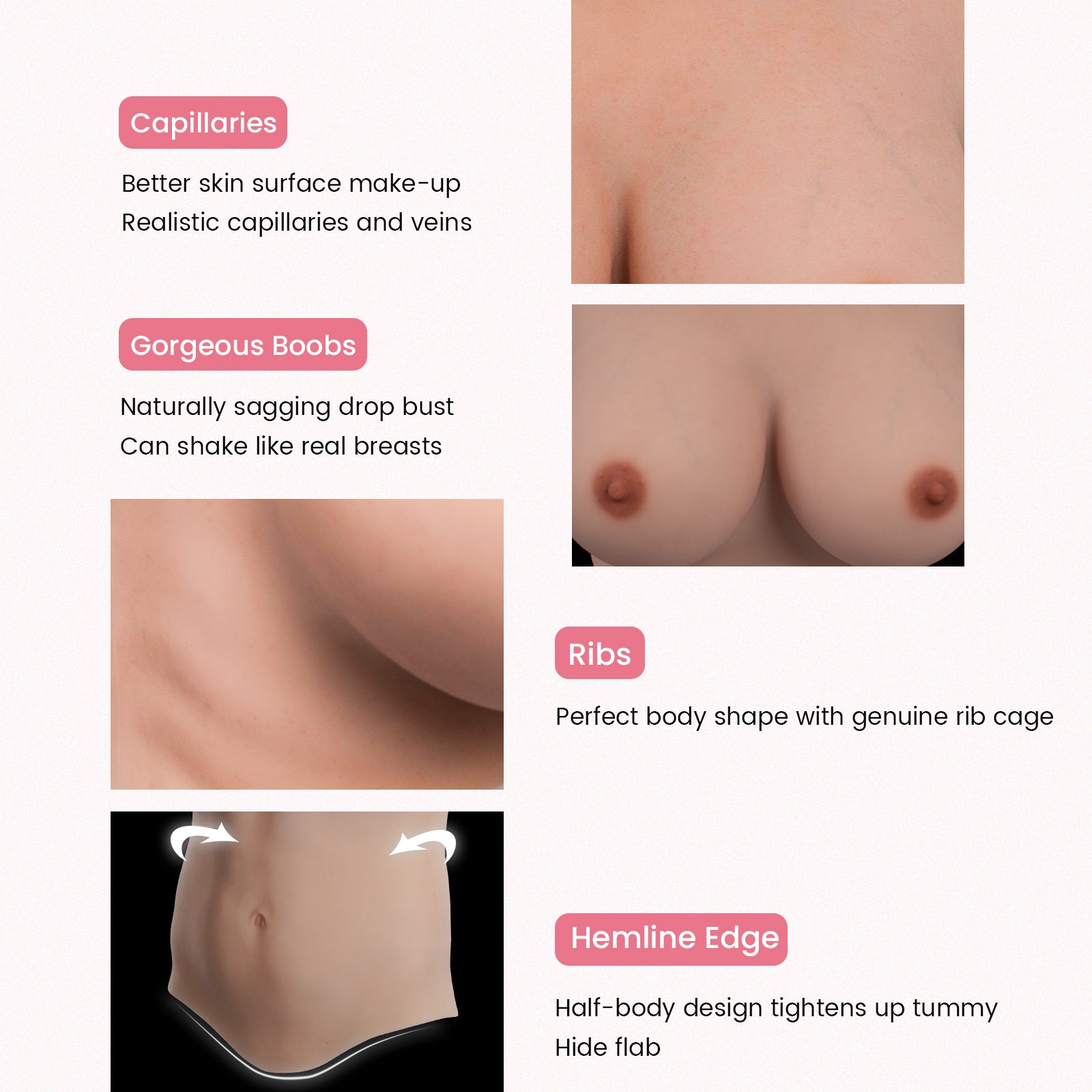 C-E Cup Long Breast Forms Airbag & Silicone Fill 8G