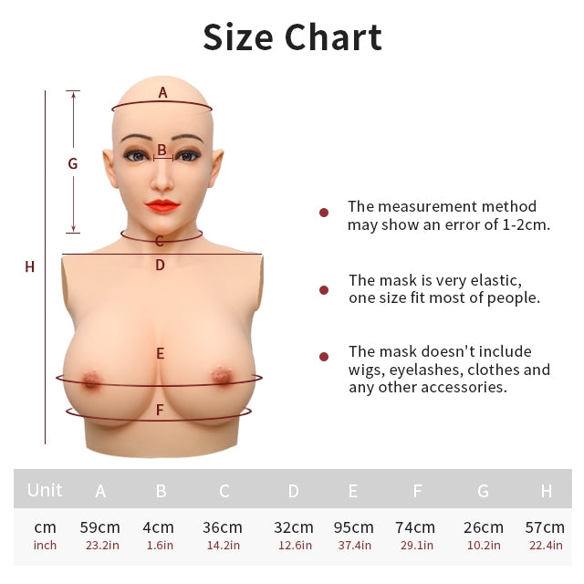 Alice with Breast Female Silicone Head Mask 7G