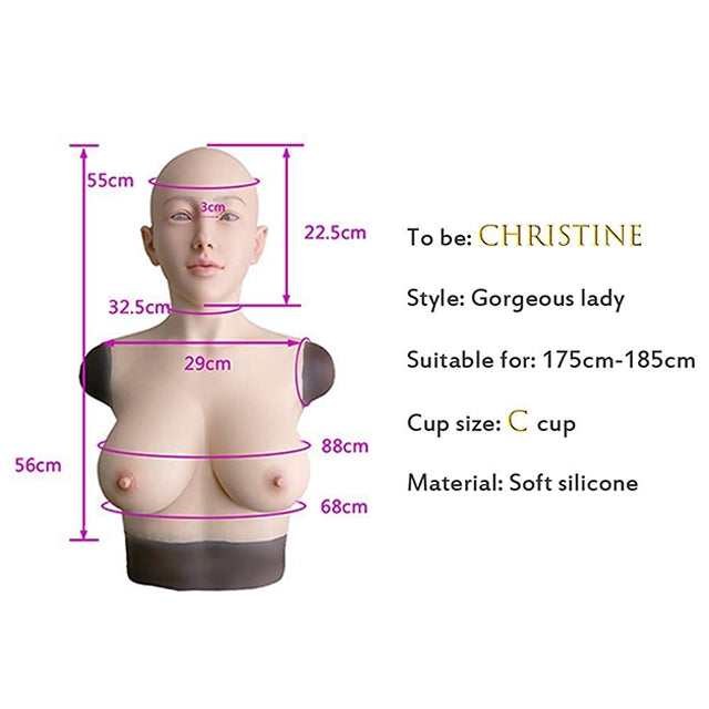 Christine with Breast Female Silicone Head Mask 4G