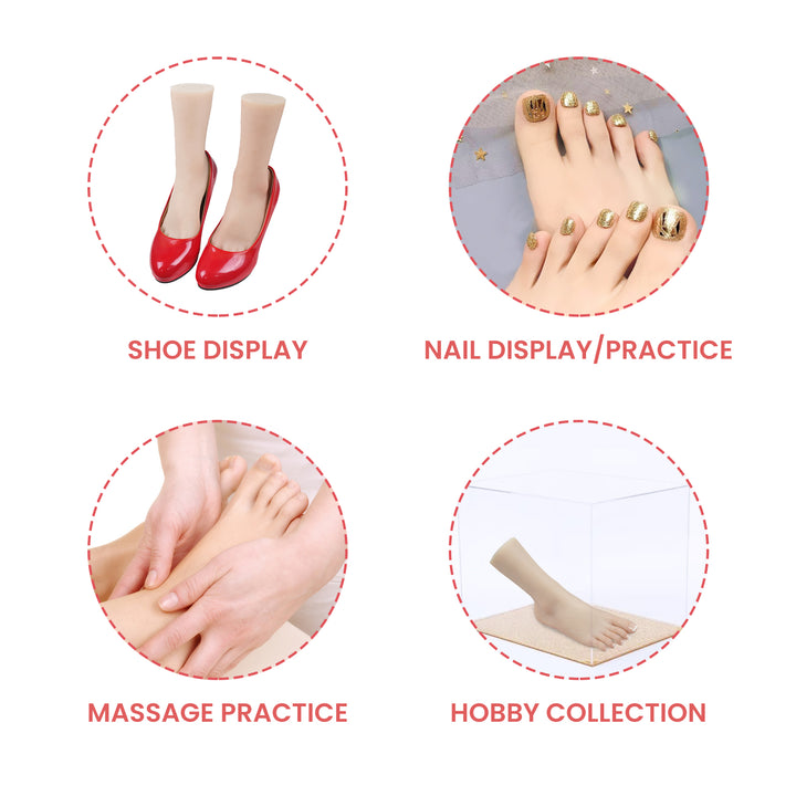 Soft Silicone Lifesize Female Mannequin Foot with Nail Shoes Jewelry Sock Display