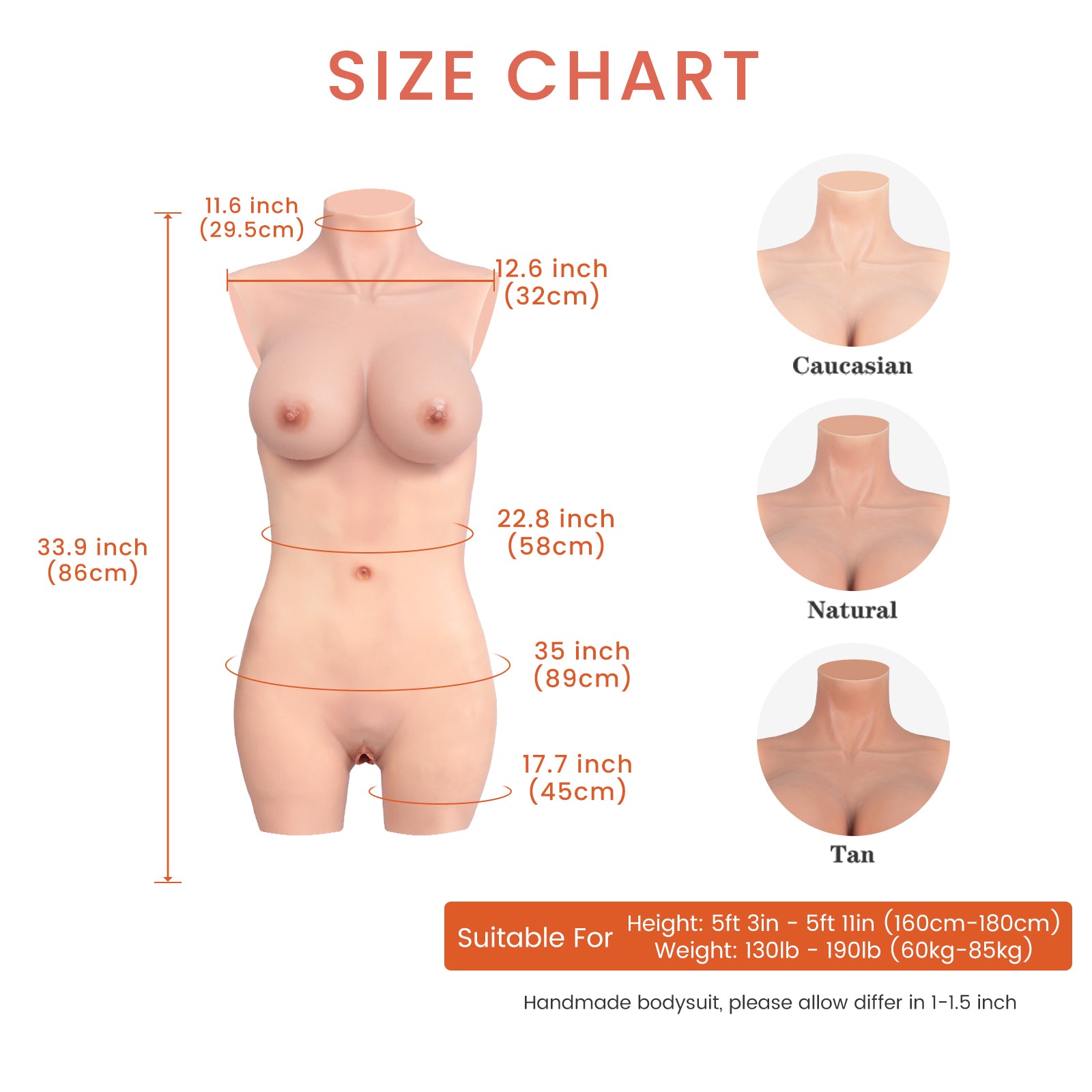 D Cup Silicone Bodysuit Realistic Clavicle