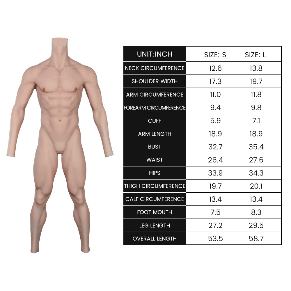 Oil-Free Silicone Muscle Ankle-length Bodysuit with Sleeve 8G