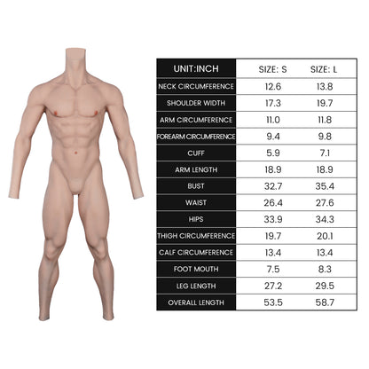 Oil-Free Silicone Muscle Ankle-length Bodysuit with Sleeve 8G