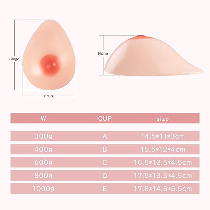 One Pair Adhesive Sticky Silicone Breast Forms for Mastectomy