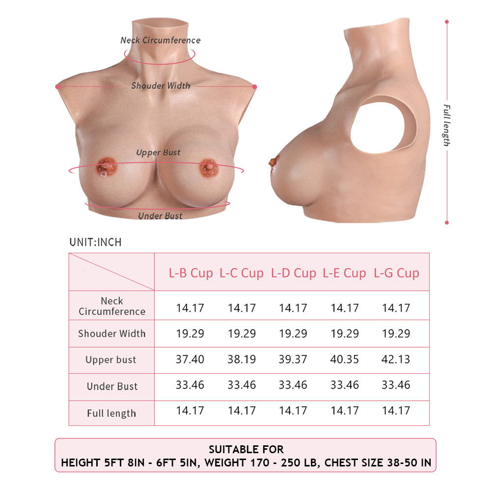 Larger Size B-G Cup Upgraded Silicone Breastplate
